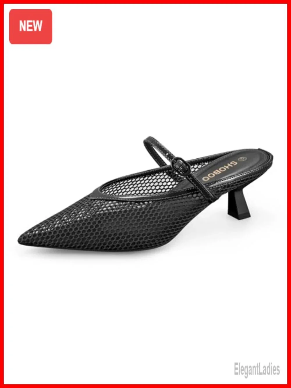 Pointed Toe Kitten Heels Mesh Dress Sandals Slip On Pump Shoes with Strap